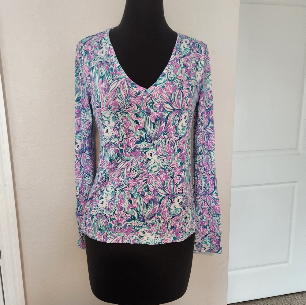 Lilly Pulitzer Multicolor Floral V-Neck Blouse